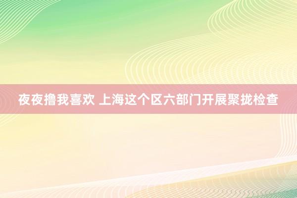 夜夜撸我喜欢 上海这个区六部门开展聚拢检查
