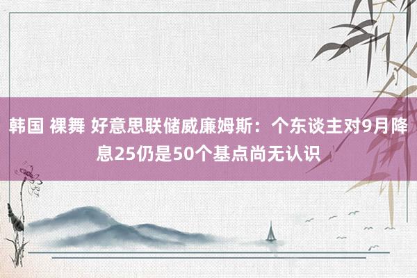 韩国 裸舞 好意思联储威廉姆斯：个东谈主对9月降息25仍是50个基点尚无认识