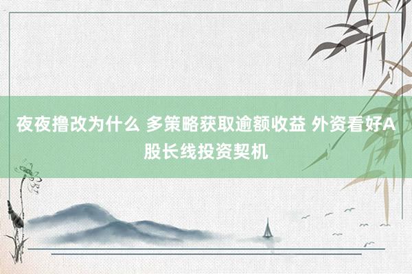 夜夜撸改为什么 多策略获取逾额收益 外资看好A股长线投资契机