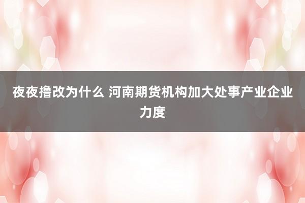 夜夜撸改为什么 河南期货机构加大处事产业企业力度